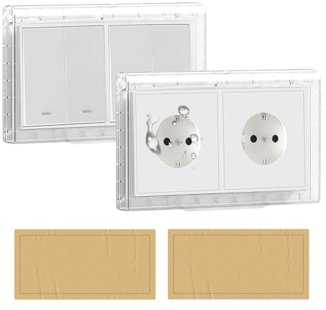2 Stück Typ 86 Steckdosenschalterabdeckung, wasserdicht, selbstklebend, transparent, Wandsteckdosen für Haus, Badezimmer, Küche und Balkon