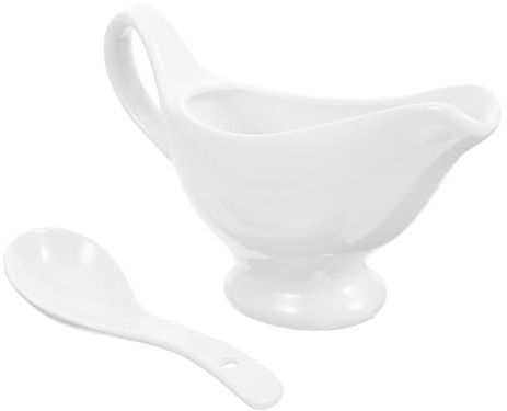 Toyvian Saucière Céramique avec Cuillère Profonde de Sauce Élégant pour Table Pichet à et Lait Compact pour Service Steak et Condiments