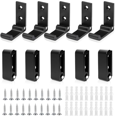 YUDAWN 10 Stück Faltbarer Wandhaken, Klapphaken Schwarz Faltbare Kleiderhaken aus Aluminiumlegierung Garderobenhaken Wandhalterung mit Geboht und Schrauben für Schlafzimmer Wohnzimmer 5 x 5cm