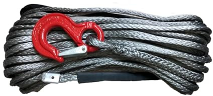 Cable de cabrestante sintético de 14 mm x 40 m for vehículos Todoterreno, ATV, UTV, SUV y recuperación Todoterreno. Fuerte Capacidad(Gray)