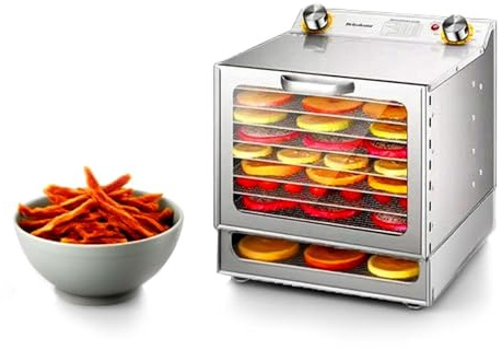 EPIKNOWEE Fabricant de Jerky de Bœuf, Déshydrateur Alimentaire Électrique avec Racks Multi-Plateaux Acier Inox, Contrôle Minuterie Intelligent et Température Réglable pour Usage Maison(8-Tray)
