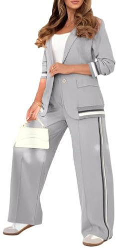 Generisch Tuta da donna elegante da lavoro, set di pantaloni blazer, 2 pezzi, per ufficio, due pezzi, slim fit, streetwear, per feste, da donna