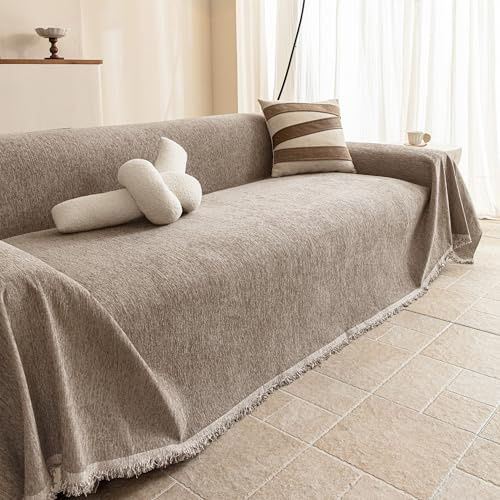 MYSKY HOME Chenille Sofa Couch überzug, Kratzschutz Sofa Katze,Sand | Couch überzug Kratzschutz Sofa Katze, überwurfdeckenn für Sofa Schutzdecke, Sofaüberwürfe für Hunde Haustiere, 230x340cm