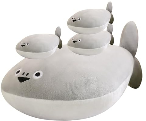 Faroby 4Pcs Sacabambaspis Plush 15.7 Inch and 3 Squeak Pendants Kawaii Fish Toys