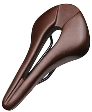 AMSOH Bicycle Saddle - Breathable Hollow Design with PU Leather, Soft Comfortable One-Piece Cushion, Versatile Seat for MTB Mountain & Road Bike Cycling Parts(Brown)
