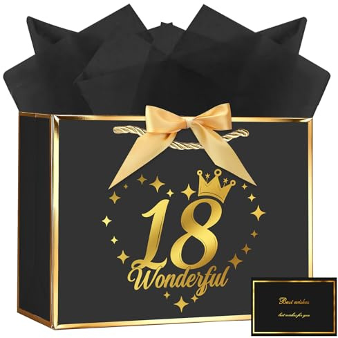 OFFCUP Sacchetti Regalo Eleganti, 1pcs Borsa Regali Compleanno | 3 Involucri e 1 Biglietto, Sacchettini, Sacchetti Regalo in Carta, Perfetto per Compleanni e Anniversari (18)