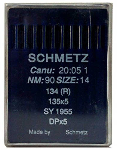 Schmetz Industrienähmaschinennadeln 134 (R) – 90/14 (Packung mit 10 Stück) – Kaufen Sie 2 Stück gratis und Nadeleinfädler (3 Pakete zum Preis von 2)