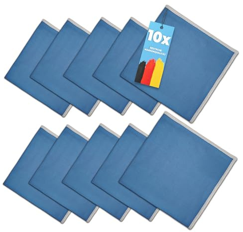 HELOME 10X Microfaser Glastuch 40x40cm f. Nass- und Trockenreinigung von glatten Oberflächen | Fenstertuch für Glas, Scheiben, Spiegel für streifenfreie Oberflächen | Hohe Saugkraft