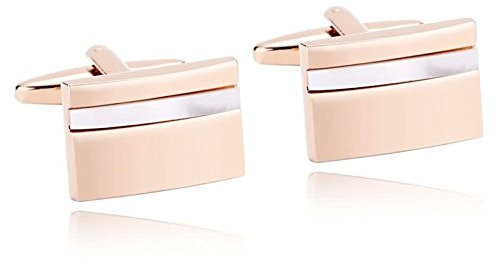 Beydodo Herren Manschettenknöpfe Hochzeit Edelstahl Rechteck Manschettenknopf Hemd Weiß Rosegold