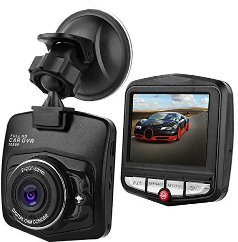 HugeAuto Caméra embarquée 2,4 HD 1080p pour voiture DVR Enregistreur vidéo Vision nocturne G-Sensor 170° Vision nocturne Double objectif Caméra de tableau de bord avant et arrière