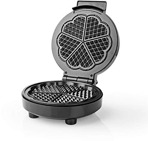 Waffle Maker - 5 Heart shaped waffles - 19 cm - 1000 W - Controllo automatico della temperatura - Alluminio/Plastica