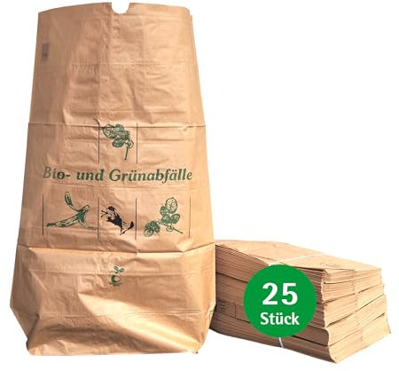 BIOMAT® Sacs en papier kraft compostables de 120 litres, 2 épaisseurs, indéchirables, résistants à l'eau
