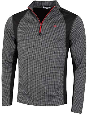 Calvin Klein Mens Micro Grid Half Zip Mid Layer - Slate/Red - M