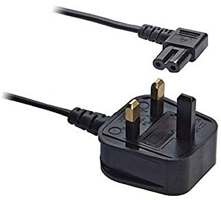 AJP New Right Angled 2 Pin Figure 8 C7 Mains Power Cable Lead Cord Compatible with Microsoft Surface Pro 2 Pro 3 Pro 4 Pro 5 Tablet UK 1 Metre Copper Cable (Approved to BS 1363 A)