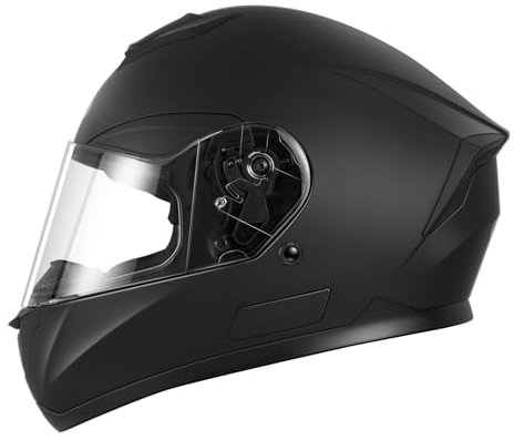 Motorradhelm Integralhelm Rollerhelm Fullface Helm - YEMA YM-831 Sturzhelm ECE mit Visier für Damen Herren Erwachsene (Schwarz Matt, M)