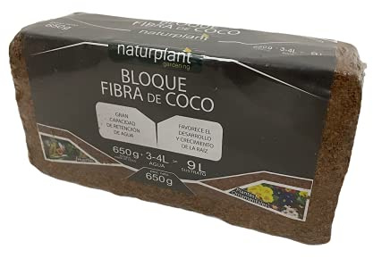 Bloque de Fibra de Coco de 650 Gramos para Sustratos. Aumenta la Eficiencia de Tu Cultivo con el Sustrato Coco Grow de 10L, Amigable con el Medio Ambiente y Fácil de Usar. Naturplant.
