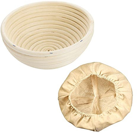 Westmark cesta de fermentación, cesta de fermentación redonda + tapas, mimbre/algodón, beige claro/beige, 3208227B