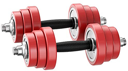 GEREP 2 Stück Hantel Set Kurzhanteln Gummi Hanteln Gewichte Training für Aerobic, Gymnastik und Fitness/rot / 2×5kg