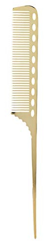 Sonew Rattenschwanz Haarkamm, Aluminium Metall Haarstyling Kamm Stielkamm Friseur Haar Friseursalon oder Haushalt (Golden)