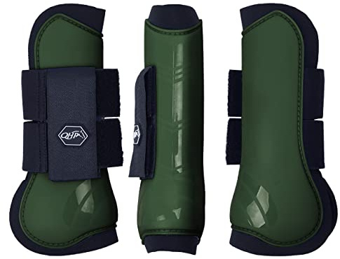 QHP Hartschalen-Gamaschen vorne innen Neopren Klettverschluss (Pony, deep Forest)