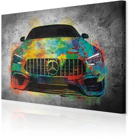 decomonkey Akustikbild Auto 120x80 cm 1 Teilig Leinwand Modern Bilder Leise | Wandbilder XXL, Schallschlucker, Schallschutz, Akustikdämmung, Wandbild, Deko, Abstrakt, schwarz, bunt