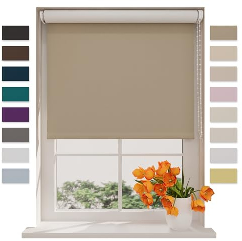 DTCH® Verdunkelungsrollo, Zement, 160 x 190 cm | Für Fenster, 100% verdunkelnd, Wand- oder Deckenmontage, Klemmfix separat erhältlich, Breiten bis 240 cm, kindersicher