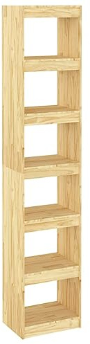 vidaXL Massivholz Kiefer Bücherregal Raumteiler mit 6 Fächern Standregal Aktenregal Raumtrenner Regal Wandregal Büroregal 40x30x199cm