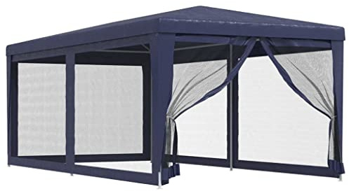 vidaXL Partytält med 6 sidoväggar i nät 3x6 m HDPE blå