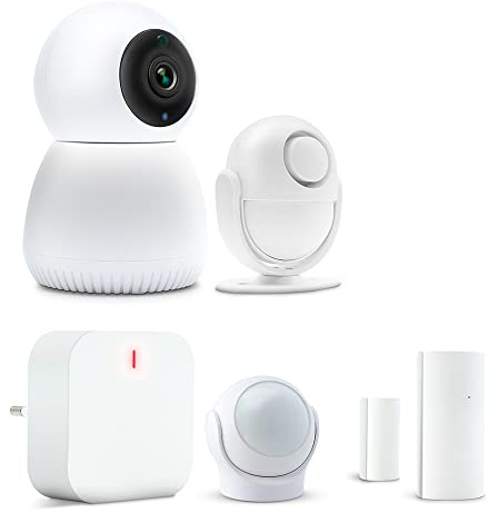 Sicherheitsset für Hausalarm mit 360° drehbarer Kamera (5 Stück)
