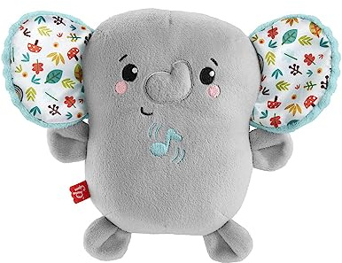 Fisher-Price Schlummer Elefant-Spieluhr - Plüschelefant mit beruhigender Vibration, bis zu 10 Minuten Musik und Geräusche, Lautstärkeregler, maschinenwaschbar, für Neugeborene ab der Geburt, HML65