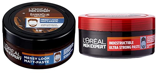 L’oréal Men Expert Barber Club & Haarstyling Paste für Männer, Für auffallend kreative Styles mit bis zu 24h extrem starker Halt, Extreme Fix Indestructable Ultra Strong Paste, 1 x 75 ml