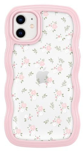 ZCDAYE Hülle für iPhone 11, Süße Geblümte Wellige Kanten TPU iPhone 11 Handyhülle, Stabile Klare Schutzhülle Case Handytasche für iPhone 11 (6.1 inches), Rosa