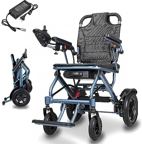 Bueuwe Elektrischer Rollstuhl Elektrisch Faltbar 150 kg Tragfähigkeit Leicht Transportrollstühle, Elektrische Rollstühle mit Stoßdämpfung, Elektrorollstuhl für Erwachsene,20a Lithium Batterie