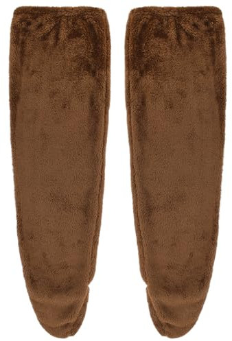 Meliyya Plüsch Overknee Socken Flauschige Hausschuhe Strümpfe Beinwärmer Winter Warme Schlafsocken für Bett Zuhause, Braun