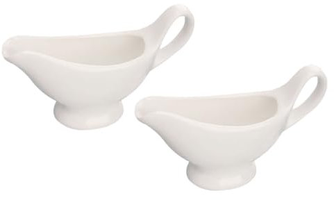 Zerodeko Glasbehälter 2st Sauciere Truthahnsoße Terrarium Würze Salatbesteck Terrarien Gewürz Gericht Krug Für Kaffeesahne Mini-saucenkrug Sirup Tellerform Anzug Aus Glas Keramik Weiß Groß