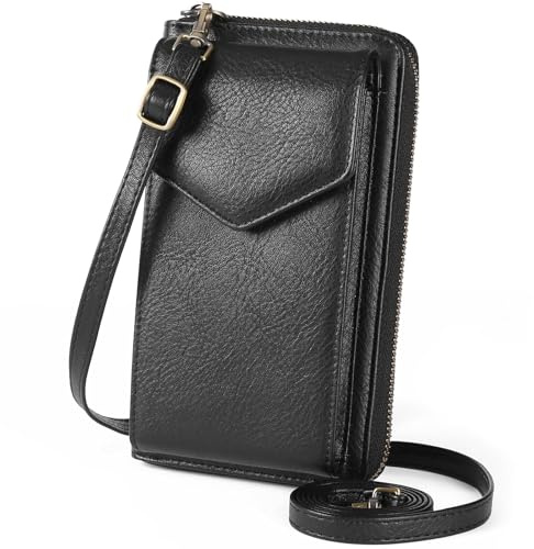 SENDEFN Crossbody Phone Bag for Women, Cross Body Handbags Phone Purse with Long Strap，Genuine Leather RFID Blocking Cell Phone Wallet