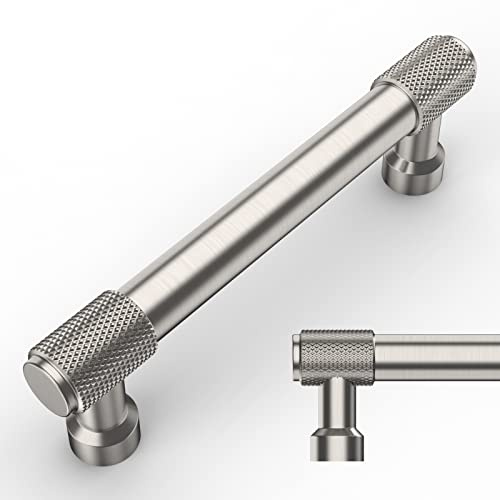 Amerdeco 10 Pack Brushed Satin Nickel Cabinet Pulls 96mm(3.75 Inch) Hole Center Cabinet Hardware Kitchen Cabinet Handles for Bathroom Drawer Pulls Dresser Pulls AM011