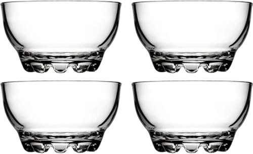 BOHEM'S Clear Glass Bowls Set for Kitchen, Small Serving Bowls for Dessert, Snack, Cereal, Fruit, Nuts, Ice Cream, Dipping Prep Bowls, 9.5 oz, Set of 4 (Clear)