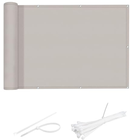 Cool Area Pantalla Privacidad Balcón 90x500 cm Impermeable Malla Ocultacion Protección Opaca para Jardín Exterior Terraza,Protección UV,Resistente al Viento,con Ataduras de Cables,Taupe