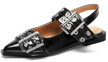 DREAM PAIRS Klassisk dam Ballerina Flats Flat Shoe för kvinnor som arbetar och går,Size 37,Svart,SDFA2445W