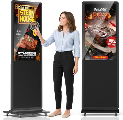 YIXZSWD 43 Pouces 4K Écran Tactile Ecran Publicitaire, Moniteur Interactif LCD,Lecteur Multimédia Automatique,Convient aux Centres Commerciaux, Entreprises,Restaurants, Hôtels, Présentoirs de Produits