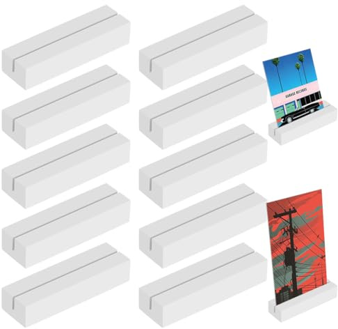 10 Pezzi Portacarte in legno, Cornici per foto, Portacarte (Bianco), Portaposto in legno di faggio, Cornici per foto in legno per matrimoni, banchetti e feste, Portacarte per menù