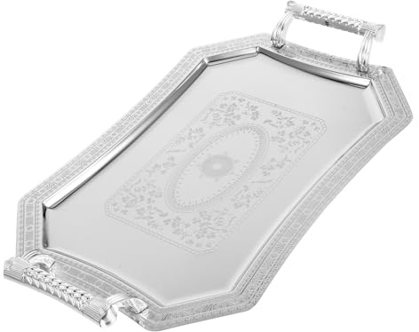 MAGICLULU Vassoio da Portata Europeo con Manici, Stile Vintage e Classico, in Plastico e Acciaio Inossidabile, per Snack e Dessert, Tray Decorativo per Casa | Stile Retro Classico Elegante, per Tavola Feste e Fidanzamenti, Robusto e Infrangibile