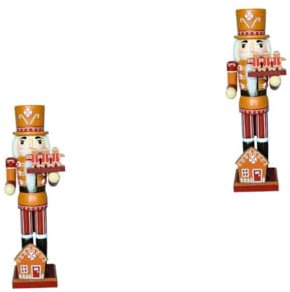 Cabilock 2 Piezas Adorno de Cascanueces Figurilla Nieve Falsa Decoraciones árbol Cosa decoração Christmas Decor Figura del Chef Cascanueces Figuras de de Madera Yellow