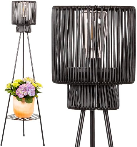 Gadgy Lampada da Terra Solare da Esterno con Portafiori | Lampada LED Impermeabile per Giardino, Balcone o Terrazza | Illuminazione Sostenibile con Treppiede Design