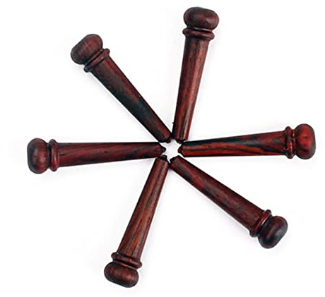 Gl66 6 Pack Maple Bridge Pins for Folk Acoustic Guitar | Red Finish, Replace Worn End Pins, Classic Delicate Look, Easy Installation, 6 Pcs Set