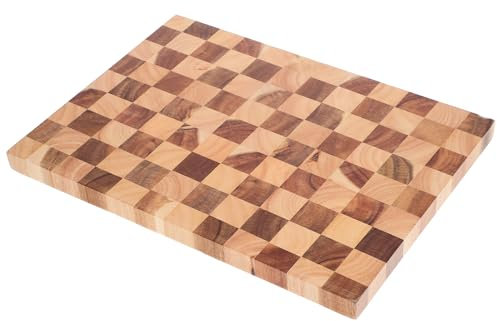 Tagliere in legno di acacia a scacchi per cucina spesso tagliere da macellaio con motivo a scacchiera tagliere per salumi e vassoio da portata per carne, frutta, verdura, pane e sush