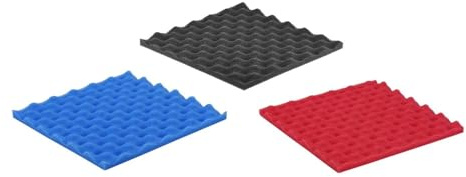 SUNGOOYUE Pannelli in Schiuma Acustica, Schiume a Prova Sonora 12 * 12in, Imbottitura Isolante Sonda 24 Pacchetti per Studi, Uffici, Cabine Vocali, Sala Gioco, Grigio/blu/rosso, Spessore di