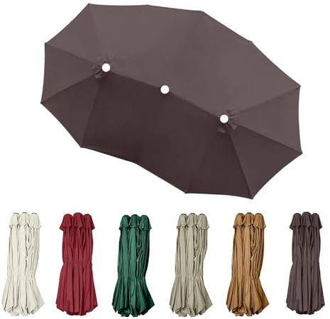 SMELEDFCFK Toile De Remplacement Grand pour Parasol Double Housse De Rechange pour Parasol 4.6m Toile De Parasol 12 Baleines Auvent De Parasol XXL(Brown)