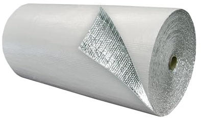 EcoFoil Double Bubble Insulation Roll 48 x 75' (300 sq. ft.), 6.35mm Thick, White/Foil, Made-in-USA Double Bubble Reflective Foil Insulation Roll for Cold & Warm Climates, Radiant Barrier